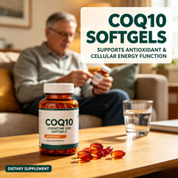Coenzyme Q10 en gélules, antioxydant naturel pour l'énergie cellulaire et le bien-être cardiaque, 30%+ actif, durée de conservation de 12 mois