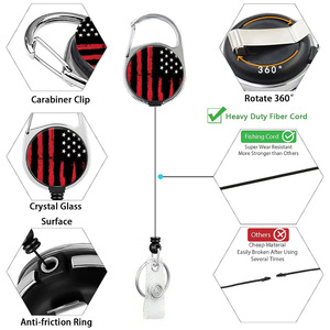 Heavy-duty <b>ID</b> card <b>holder</b> with retractable badge roll clip and detachable lanyard, vertical <b>ID</b> card <b>holder</b> wholesale. - Product Image 4