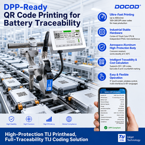 เครื่องพิมพ์บาร์โค้ดแบบอินค์เจ็ทความร้อน Docod T180e ขนาด 12.7 มม. ความละเอียดสูง สำหรับพิมพ์วันหมดอายุและรหัส GS1 แบบออนไลน์สำหรับอุตสาหกรรม - Product Image 2