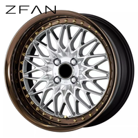 Jantes en alliage d'aluminium ZFAN deux pièces 4x108/4x114.3/4x100 15-18 pouces 20 mm design maillé finition argent 17 pouces Mini Cooper Smart
