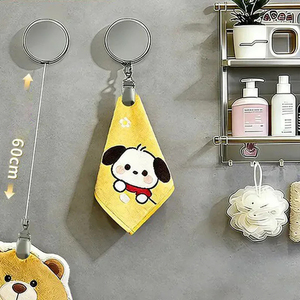 Support mural créatif pour serviettes, sans perçage, auto-adhésif, à retour automatique avec clip robuste - Product Image 5