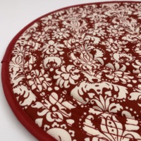 Napperons ronds matelassés en tissu damassé rouge, motif floral vintage, résistants à la chaleur, lavables, pour la maison et la cuisine