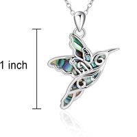 Collier Colibri en Argent Sterling 925 avec Coquille d'Ormeau Naturelle et Pendentif Marguerite pour Femme