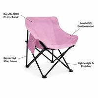 Chaise pliante de loisirs en acier carbone rose, légère et portable, multi-usages pour le camping, en stock usine
