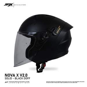 Casco JPX Nova X V2 de Media Cara, Color Negro Azabache, Equipado con Doble Visera para Protección, que Combina un Diseño Elegante con Comodidad. - Product Image 3