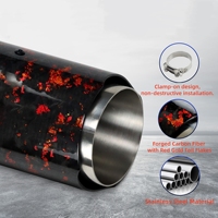 Embout d'échappement en fibre de carbone forgé 304SS, texture feuille d'or rouge, tuyau d'échappement de voiture, pièces de modification d'échappement automobile