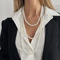 Collier chaîne épais multicouche en fausses perles, plaqué or 18 carats, en alliage, bijou fantaisie pour cadeau de fête