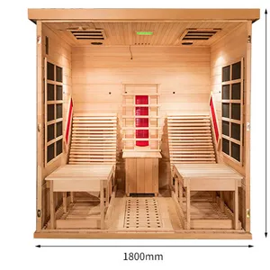 Meilleure vente cabine de sauna à faible EMF inclinables intérieur en bois massif salle de sauna à infrarouge lointain pour 2 personnes