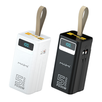 Batterie externe Maimi 50000 mAh PD 30W avec lumière LED, portable, pour extérieur, charge rapide du téléphone, haute capacité avec câbles intégrés