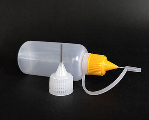Botellas cuentagotas de aceite de plástico PE Squeeze, puntas de aguja coloridas, certificado CE tapón de rosca, serigrafía personalizada para uso químico - Product Image 1