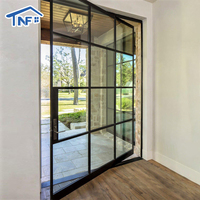Portes pivotantes modernes en aluminium à double vitrage trempé avec grand panneau en verre NF American pour l'intérieur des pièces/maisons de campagne
