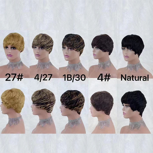 Promotion 8$ Letsfly Short Human Hair <b>Wig</b> <b>Pixie</b> Cut Layered <b>Wig</b> Natural Brown 4/27# Ombre Machine Made Hair <b>Wigs</b> 9047 - Product Image 6
