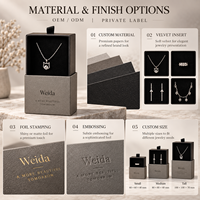 Boîte à tiroir rigide personnalisée en carton texturé avec languette de tirage pour présentoir à bijoux, pour bagues, boucles d'oreilles et colliers, avec marque privée
