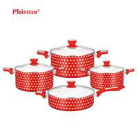 Nouveau produit 8 pièces Ustensiles de cuisine en aluminium pressé antiadhésif avec revêtement céramique Vente en gros de batteries de cuisine avec couvercle en verre