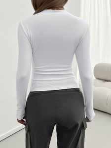 Logo all'ingrosso autunno tinta unita 2024 autunno/inverno Y2K da <span class=keywords><strong>donna</strong></span> Slim manica lunga Top Slim-fit canottiera <span class=keywords><strong>donna</strong></span> - Product Image 2