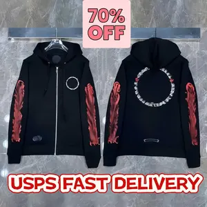 Sweat-shirt à capuche Chrome de créateur pour homme, haute qualité, 100% coton velours, pull-over, veste sans manches avec fermetures éclair et imprimé lettres - Product Image 4