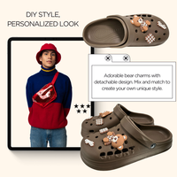 Sandales d'extérieur tendance pour hommes, à porter de deux façons, avec sangle réglable, sabots à motif d'ours de dessin animé, antidérapants, imperméables et respirants