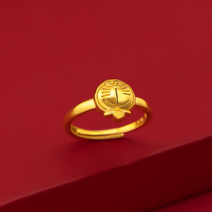 プレーサーゴールドポコニアン子供のようなリング真鍮ゴールドメッキDORAEMONTiktok Xiaohongshu同じスタイルの女性のリング - Product Image 4