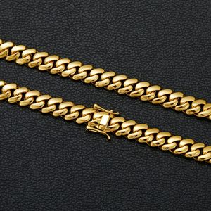 Collier tendance pour homme en acier inoxydable plaqué or, maillons géométriques Miami, étanche et inaltérable, 10-22MM, vente en gros - Product Image 4
