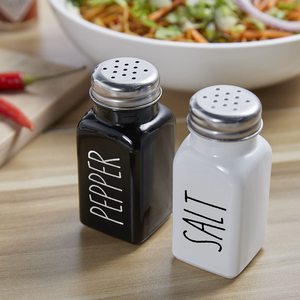 Botellas de condimentos blancas y negras para exportación, botellas de condimentos para barbacoa, botellas de sal y pimienta, recipientes cuadrados de vidrio para sal - Product Image 2