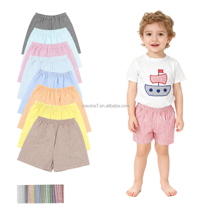 Quần áo trẻ em bán buôn Boutique bé trai seersucker <span class=keywords><strong>gingham</strong></span> cotton ngắn biểu tượng tùy chỉnh trẻ em trai quần short cho mùa hè - Product Image 1