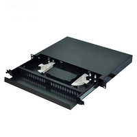 Boîtier de terminaison coulissant 24 fibres 1U pour montage en rack, personnalisable, avec connecteurs FC APC UPC, pour réseaux FTTH FTTX