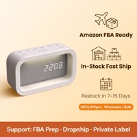 Lampu Tidur Bayi Private Label dengan Jam Alarm 16 Suara Menenangkan Lampu Bangun Tidur LED Dapat Diredupkan Timer Baterai Termasuk