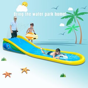 Toboggan aquatique gonflable 15 pieds avec pulvérisateur et 2 planches de surf, pour jardin, parc aquatique d'été, jouet pour enfants de 6 ans et plus - Grande Vente - Product Image 5