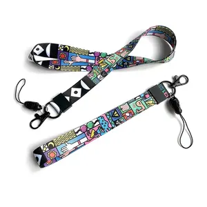 Shenzhen Easy Design High Quality Polyester Lanyard Custom Leather Phone Lanyard Keychain Neck Strap Nylon Lanyards