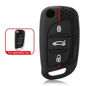 <span class=keywords><strong>Pour</strong></span> Citroën C2 C3 C4 C5 <span class=keywords><strong>DS4</strong></span> Peugeot 107 207 307 407 308 607 – <span class=keywords><strong>Housse</strong></span> de protection en silicone à 3 boutons <span class=keywords><strong>pour</strong></span> clé de voiture, étui de protection, porte-clés - Product Image 2