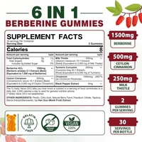 Gummies de berbérine sans sucre 1500mg avec cannelle, favorisent la santé métabolique et antioxydante, prêts à être expédiés