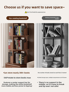 Rak Buku Minimalis Kayu Berputar 360 Derajat, Rak Penyimpanan Ruang Tamu & Rak Buku Samping Tempat Tidur Anak SJ004 - Product Image 4