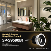 Spots encastrés LED noirs anti-éblouissement 25W COB CRI 90 UGR 16 15/24/36 degrés, découpe de 95 mm, AC90-265V, pour l'éclairage domestique