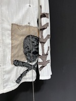 Chemises de printemps en coton à manches longues et en lin pour hommes, avec écusson de couleur blanche et logo sur mesure