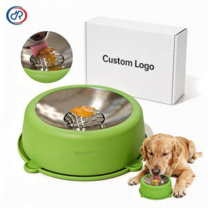 Gamelle anti-glouton en acier inoxydable <span class=keywords><strong>pour</strong></span> chiens, <span class=keywords><strong>pour</strong></span> liquides et friandises, avec boule métallique durable, design antidérapant, facile à nettoyer - Product Image 1