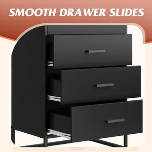 <span class=keywords><strong>Commode</strong></span> en <span class=keywords><strong>bois</strong></span> <span class=keywords><strong>noir</strong></span> avec 4 tiroirs <span class=keywords><strong>et</strong></span> cadre en <span class=keywords><strong>métal</strong></span> robuste <span class=keywords><strong>Commode</strong></span> haute pour chambre ou salon - Product Image 4