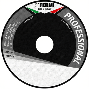 Disco de Corte Profesional Fervi 115x1.6x22.23mm Para Acero Inoxidable Tipo 41 - Product Image 1