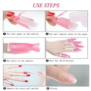 Lot de 10 clips professionnels en plastique rose/blanc pour nail art, 5x2cm, pour dissolvant de vernis gel UV, clips nettoyants - Product Image 6