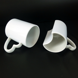 Bulk Sun Moon Interlock Couple Blank Sublimation <b>Mugs</b>, Heart Handle White <b>Ceramic</b> Pair Cups Custom Photo Heat Transfer Wholesale - Product Image 5