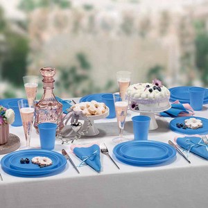 จานแบนพลาสติกชีวภาพย่อยสลายได้และสามารถนำไปทำปุ๋ยหมักได้ เส้นผ่านศูนย์กลาง 21.5 ซม. สีฟ้าอ่อน 20 ชิ้น/แพ็ค - Product Image 4