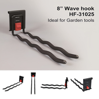 Organisateur d'outils de garage et de jardin en métal robuste détachable pour panneau rainuré de 8 pouces, avec verrou de sécurité rouge, multifonctionnel pour râteaux, pelles et outils de jardin