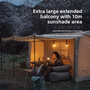 Tente de toit <span class=keywords><strong>gonflable</strong></span> portable Nordic Guest NDK-12Y en <span class=keywords><strong>coton</strong></span> avec tiges de support en PVC, utilisable en toutes saisons pour 5-6 personnes en camping - Product Image 3