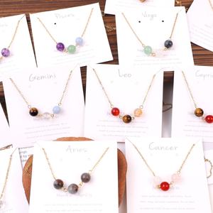 Diseño Popular piedra preciosa curativa Natural <span class=keywords><strong>amatista</strong></span> piedra de cuarzo rosa cristal collar del zodiaco <span class=keywords><strong>para</strong></span> mujer joyería - Product Image 1