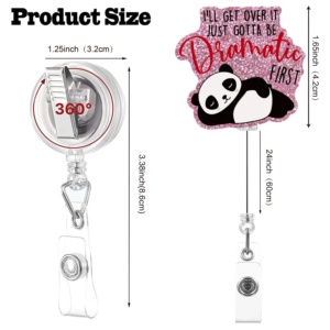 Voy a superarlo, solo necesito ser dramático Carrete de primera insignia Carrete de insignia de brillo retráctil - Product Image 2