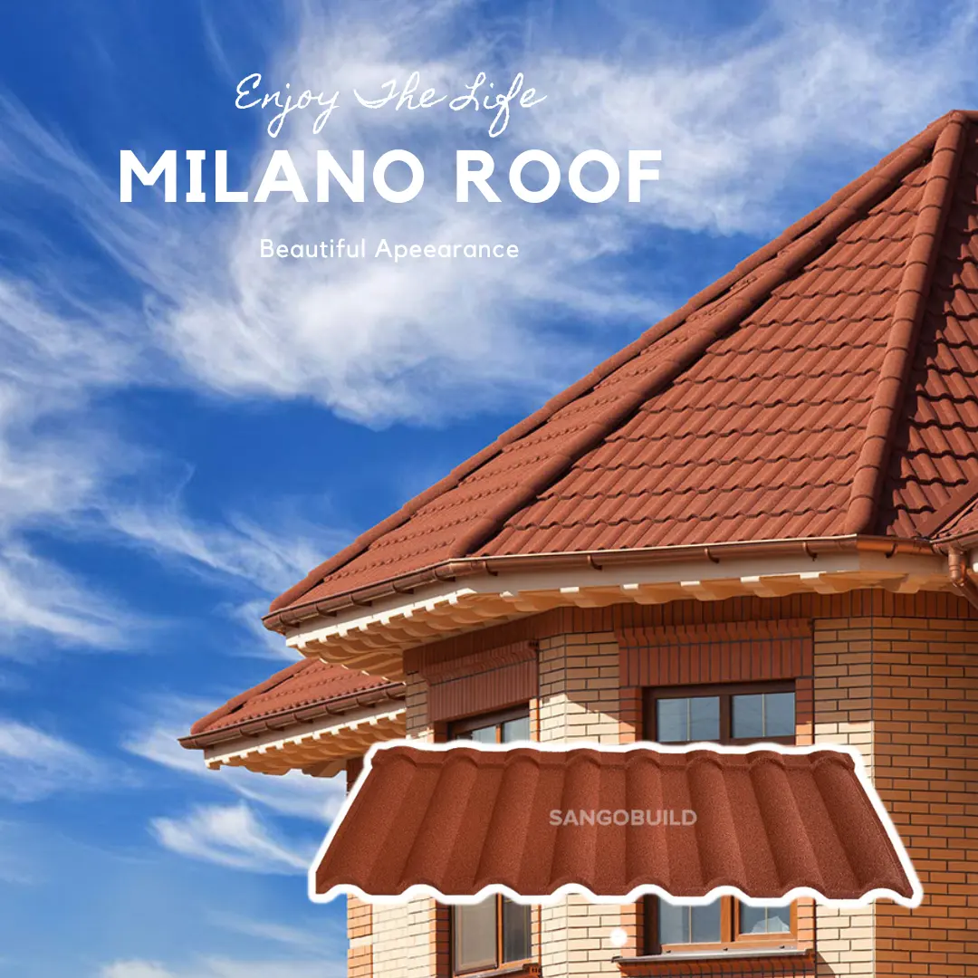 ミラノ屋根ニュージーランド石コーティングアルミ鋼屋根シートブルーサンドイッチタイル屋根0.45ゲージ