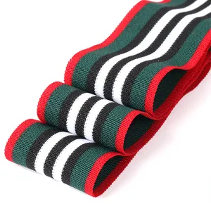 Colorful polyester nylon knitting stripe twill elastic band webbing for sewing clothing Knit Stripe Tape Rib Knit Trim