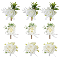 Élégant Bouquet de Mariée en Roses de Soie Blanches avec Cristal et Perle | Ensemble Complet Corsage et Corsage de Poignet, Taille et Couleur Personnalisables