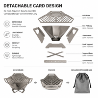 Réchaud de camping pliable en titane, léger, à bois, pour la cuisson en plein air, la randonnée et le camping