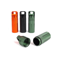 Organisateur de survie en plein air, boîtes de rangement étanches en alliage d'aluminium avec boîte à pilules scellée, porte-clés en métal