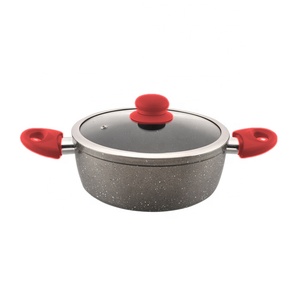 Casserole à soupe en <span class=keywords><strong>aluminium</strong></span> forgé de <span class=keywords><strong>40</strong></span> <span class=keywords><strong>cm</strong></span> avec revêtement en granit avec poignée froide en bakélite et couvercle en verre pour la maison et le restaurant - Product Image 1